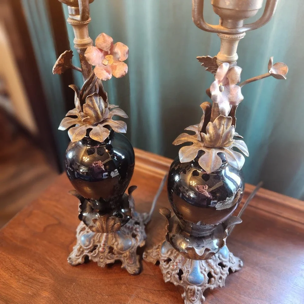 Pr Antique Boudoir Lamps, Art Deco Era, WORKS! French - Picture 3 of 12